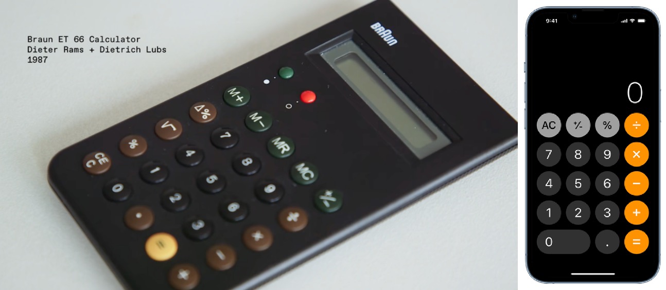 Braun ET 66 (left) and iOS Calculator App (right)